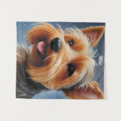 Levendige Pop Pointillism Yorkshire Terrier Art Wandkleed (Voorkant (horizontaal))