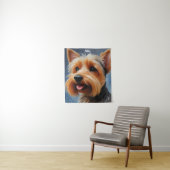 Levendige Pop Pointillism Yorkshire Terrier Art Wandkleed (In situ)
