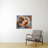 Levendige Pop Pointillism Yorkshire Terrier Art Wandkleed (In Situ (horizontaal))