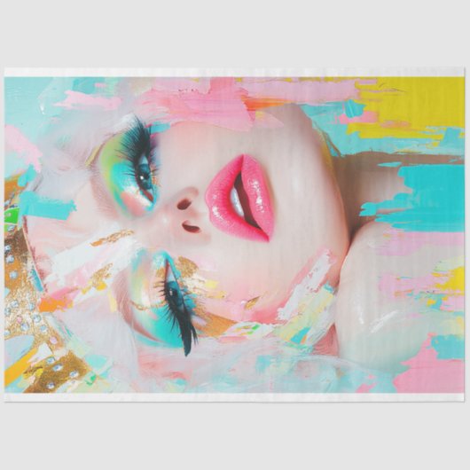 Levendige Pop Queen Abstracte Art Decoupage Tissuepapier (Voorkant)