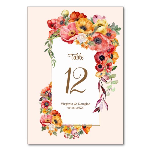 Levendige Poppies bruiloft Kaart (Voorkant)