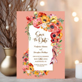 Levendige Poppies Peach Wedding Save the Date