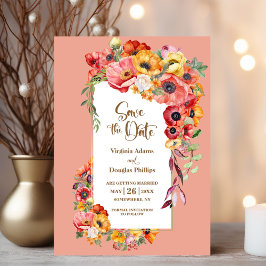 Levendige Poppies Peach Wedding Save the Date