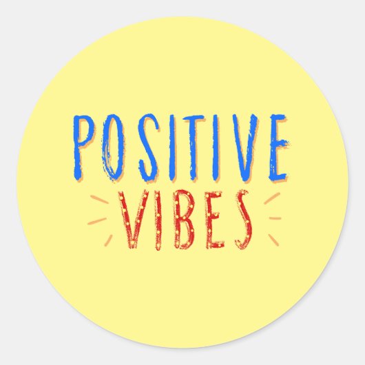Levendige positieve vibes typografie ronde sticker (Voorkant)