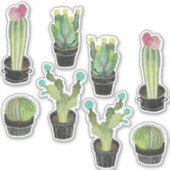Levendige Potted Cactus Stickers (Voorkant)