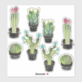 Levendige Potted Cactus Stickers (Vel)