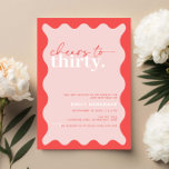 Levendige proost op het 30ste verjaardagsfeest kaart<br><div class="desc">Deze levendige 30ste uitnodiging voor een verjaardagsfeestje is perfect voor een modern verjaardagsfeestje. Hallo Het eenvoudige ontwerp is voorzien van eigentijdse scripttekst in witte kleur op een levendige perzikkleurige achtergrond met golvende rand. Aanpasbaar in elke kleur. Houd het ontwerp minimaal en elegant, zoals het is, of personaliseer het door uw...</div>