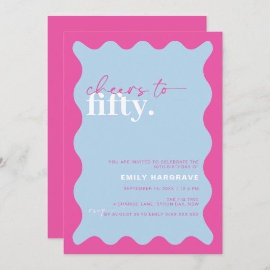 Levendige Proost op het 50ste verjaardagsfeest Kaart (Voorkant / Achterkant)