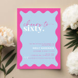 Levendige proost op het 60ste verjaardagsfeest kaart<br><div class="desc">Deze levendige 60e verjaardagsfeestuitnodiging is perfect voor een modern verjaardagsfeest. Het eenvoudige ontwerp heeft een hemelsblauwe achtergrond met golvende rand. Aanpasbaar in elke kleur. Houd het ontwerp minimaal en elegant, zoals het is, of personaliseer het door uw eigen afbeeldingen en illustraties toe te voegen. Voor meer geavanceerde aanpassingen van dit...</div>
