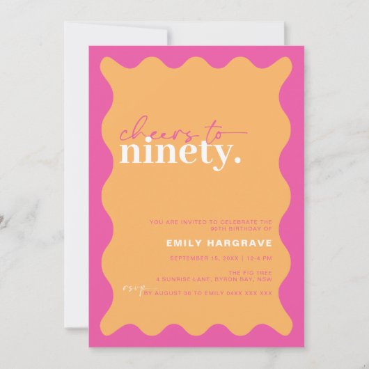 Levendige proost op het negentigste verjaardagsfee kaart (Voorkant)