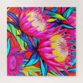 Levendige Protea Pop Art Legpuzzel (Horizontaal)