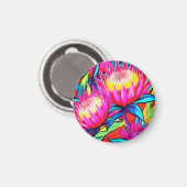 Levendige Protea Pop Art Magneet (Voorkant / Achterkant)