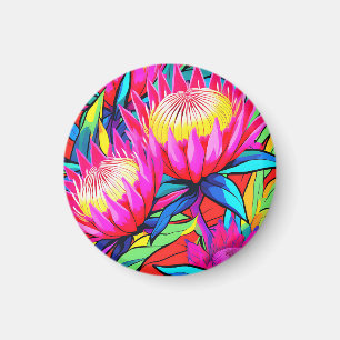 Levendige Protea Pop Art Magneet