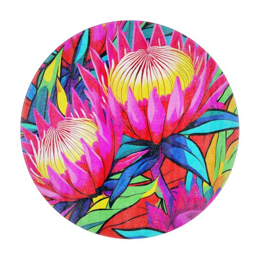 Levendige Protea Pop Art Snijplank (Voorkant)