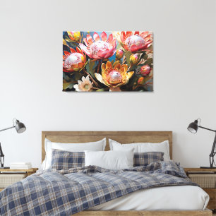 Levendige Proteas schilderen Natuur liefhebbers Canvas Afdruk