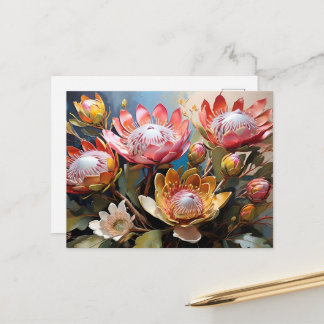 Levendige Proteas Schilderij Natuur Liefhebbers Briefkaart