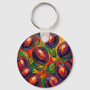 Levendige pruim Fauvist Sleutelhanger