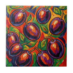 Levendige pruim Fauvist Tegeltje
