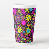 Levendige Psychedelische Bloemen in Bloei-67566 Latte Mok (Voorkant)