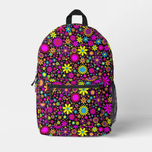 Levendige psychedelische bloemen in Bloom-67566 Bedrukte Rugzak