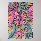 Levendige Psychedelische Boho Abstracte Bloemige K Poster (Voorkant)