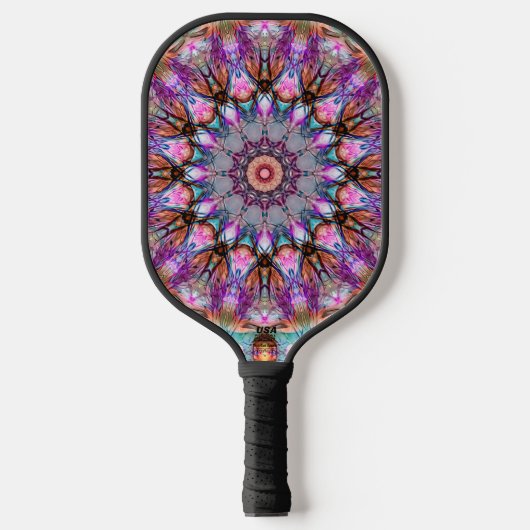 Levendige Psychedelische Kaleidoscoop Mandala Pickleball Paddle (Voorkant)