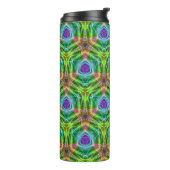 Levendige Psychedelische kleuren en vormen Thermosbeker (Gedraaid links)