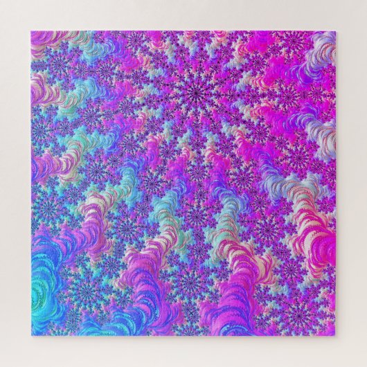 Levendige psychedelische kleurrijke groovy fractal legpuzzel (Verticaal)