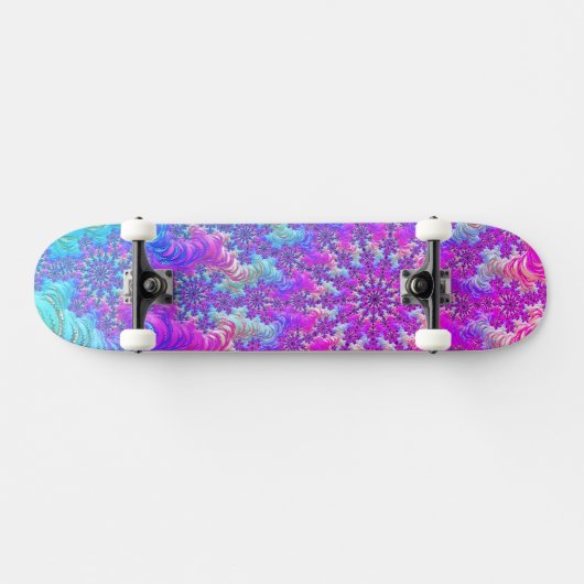 Levendige psychedelische kleurrijke groovy fractal persoonlijk skateboard (Horizontaal)