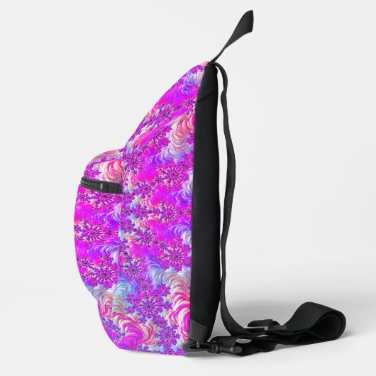Levendige psychedelische kleurrijke groovy fractal sling bag (Rechts)