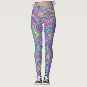 Levendige psychedelische marmeren abstract patroon leggings