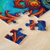 Levendige psychedelische oceaankunst - Abstracte g Legpuzzel (Zijkant)