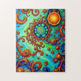 Levendige psychedelische oceaankunst - Abstracte g Legpuzzel