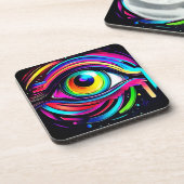 Levendige Psychedelische Oogkunst Bier Onderzetter (Linkerzijde)