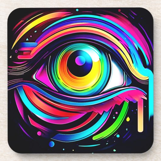 Levendige Psychedelische Oogkunst Bier Onderzetter (Voorkant)