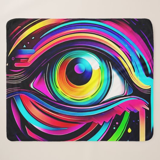 Levendige Psychedelische Oogkunst Sherpa Deken (Voorkant (horizontaal))