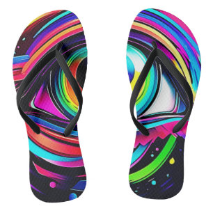 Levendige Psychedelische Oogkunst Teenslippers