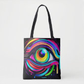 Levendige Psychedelische Oogkunst Tote Bag (Voorkant)