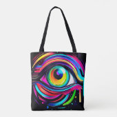 Levendige Psychedelische Oogkunst Tote Bag (Achterkant)