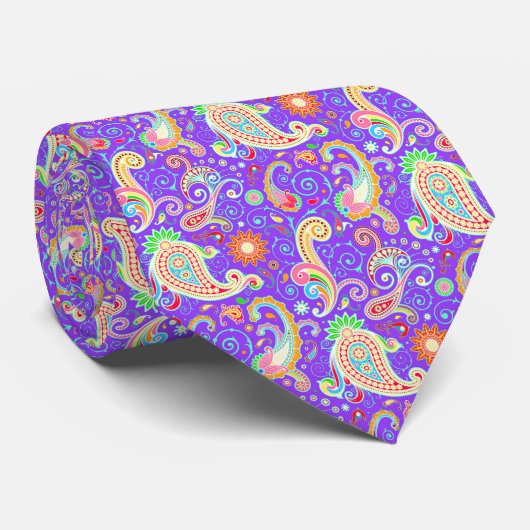 Levendige psychedelische paisley stropdas (Opgerold)