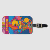 Levendige psychedelische Pop Art Groovy Retro Desi Bagagelabel (Voorkant (horizontaal))
