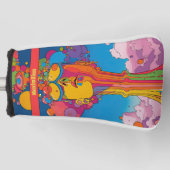 Levendige psychedelische Pop Art Groovy Retro Desi Golfheadcover (Voorkant)
