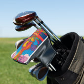 Levendige psychedelische Pop Art Groovy Retro Desi Golfheadcover (Insitu)