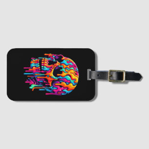 Levendige psychedelische schedel bagagelabel
