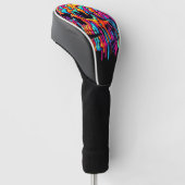 Levendige psychedelische schedel golfheadcover (Schuin)