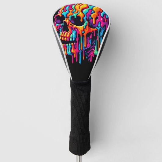 Levendige psychedelische schedel golfheadcover (Voorkant)