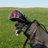 Levendige psychedelische schedel golfheadcover (Insitu)