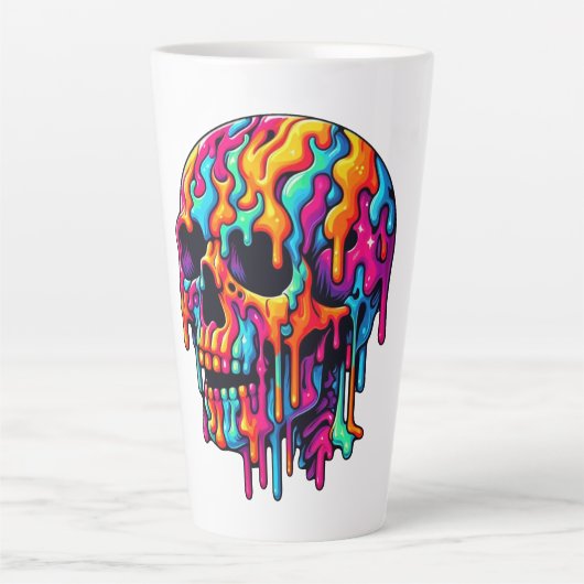 Levendige psychedelische schedel latte mok (Voorkant)