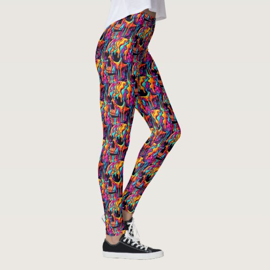 Levendige psychedelische schedel leggings (Rechts)
