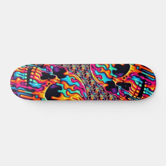Levendige psychedelische schedel persoonlijk skateboard (Horizontaal)